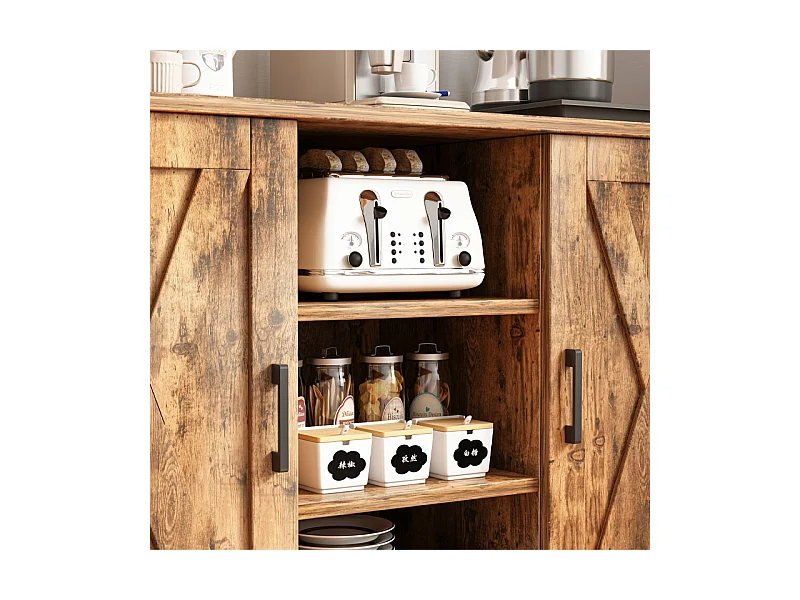 BUFFET ARMOIRE LATÉRALE AVEC ÉTAGÈRES OUVERTES COMMODE VINTAGE CUISINE SALON LOFT