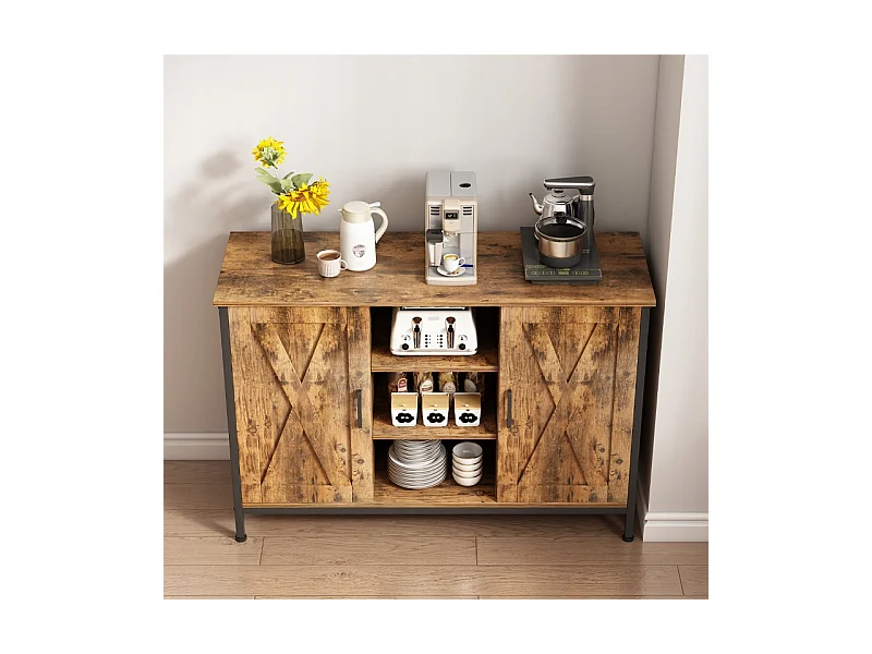 BUFFET ARMOIRE LATÉRALE AVEC ÉTAGÈRES OUVERTES COMMODE VINTAGE CUISINE SALON LOFT