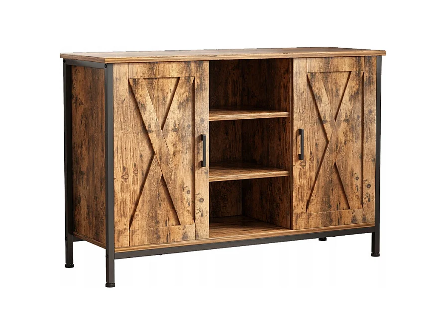 BUFFET ARMOIRE LATÉRALE AVEC ÉTAGÈRES OUVERTES COMMODE VINTAGE CUISINE SALON LOFT