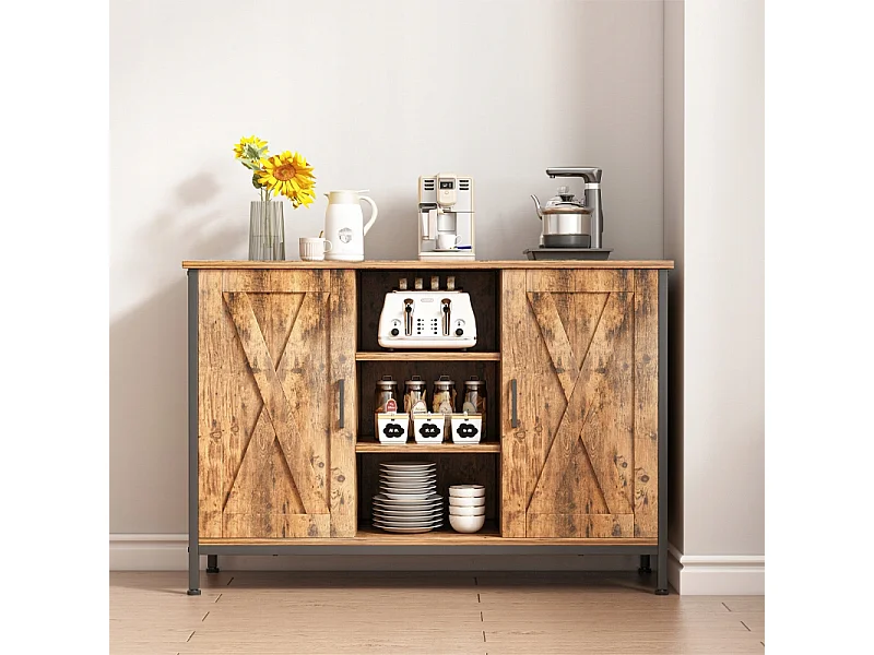 BUFFET ARMOIRE LATÉRALE AVEC ÉTAGÈRES OUVERTES COMMODE VINTAGE CUISINE SALON LOFT