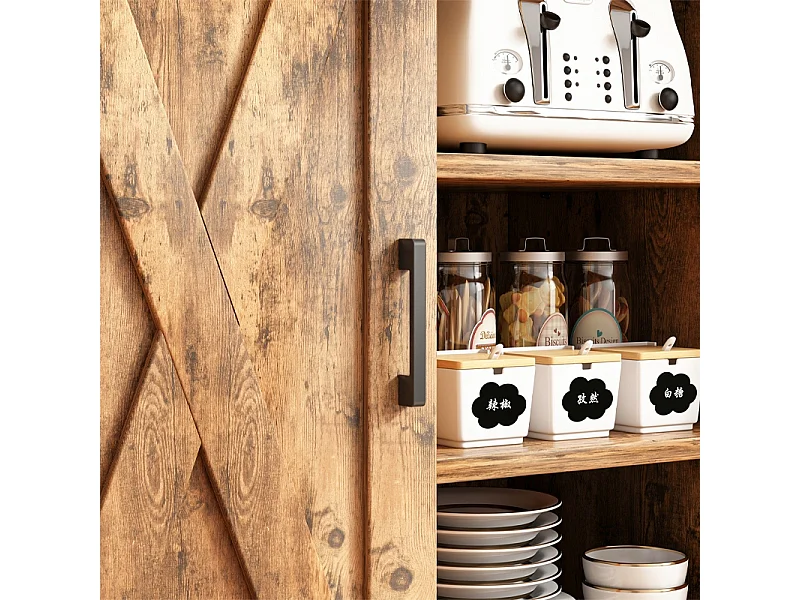 BUFFET ARMOIRE LATÉRALE AVEC ÉTAGÈRES OUVERTES COMMODE VINTAGE CUISINE SALON LOFT