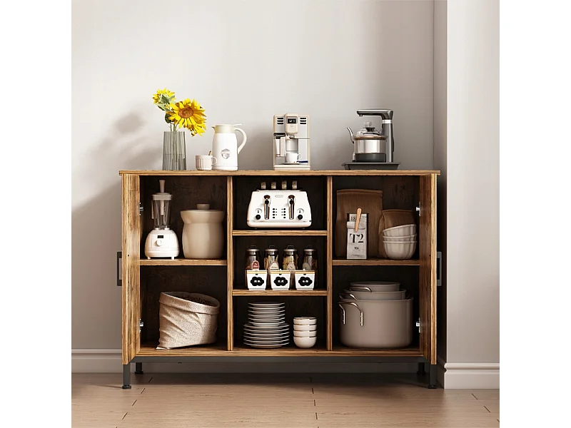 BUFFET ARMOIRE LATÉRALE AVEC ÉTAGÈRES OUVERTES COMMODE VINTAGE CUISINE SALON LOFT