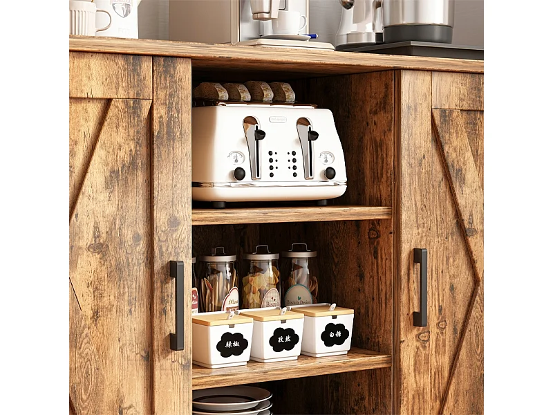 BUFFET ARMOIRE LATÉRALE AVEC ÉTAGÈRES OUVERTES COMMODE VINTAGE CUISINE SALON LOFT