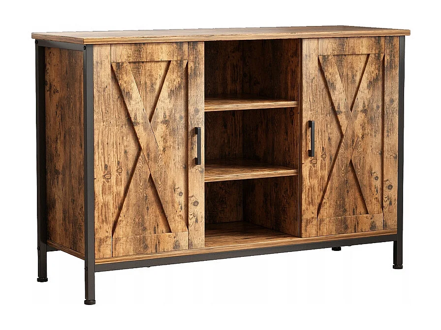 BUFFET ARMOIRE LATÉRALE AVEC ÉTAGÈRES OUVERTES COMMODE VINTAGE CUISINE SALON LOFT