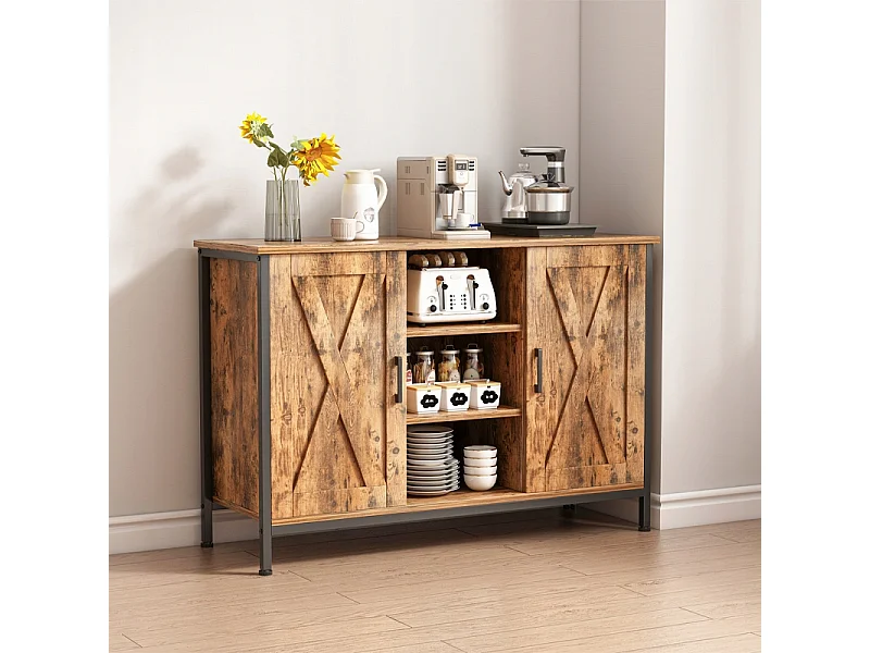 KREDIETKAST ZIJKAST MET OPEN PLANKEN VINTAGE KOMODO KEUKEN WOONKAMER LOFT