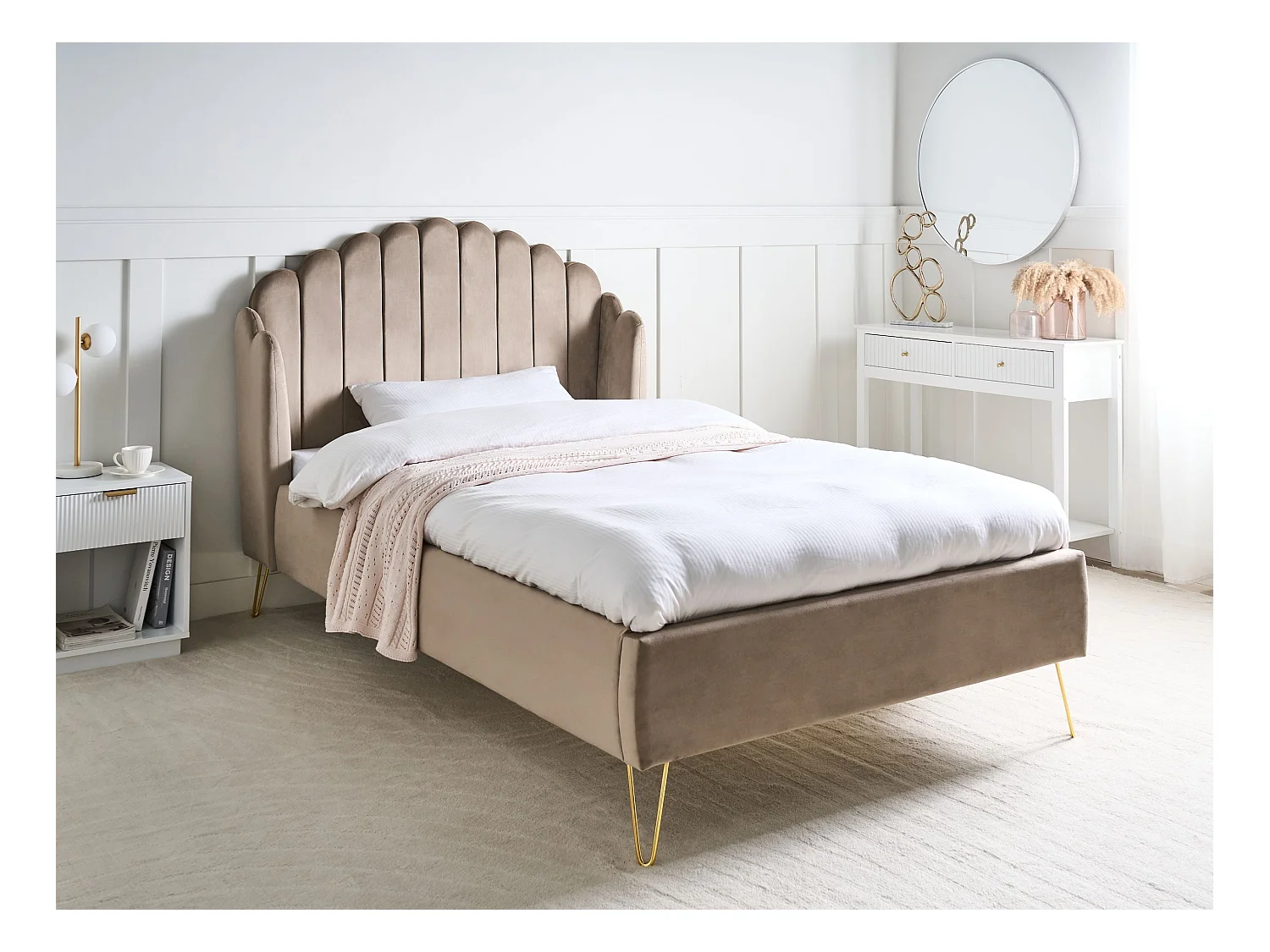 Lit avec sommier Velours AMBILLOU 120 x 200 cm Taupe