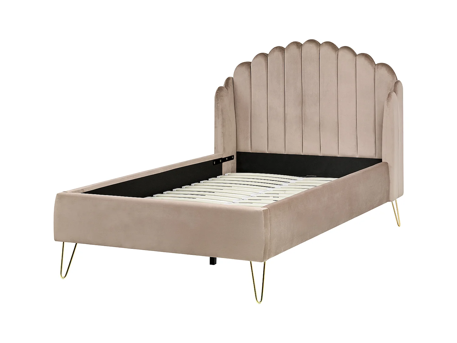 Lit avec sommier Velours AMBILLOU 120 x 200 cm Taupe