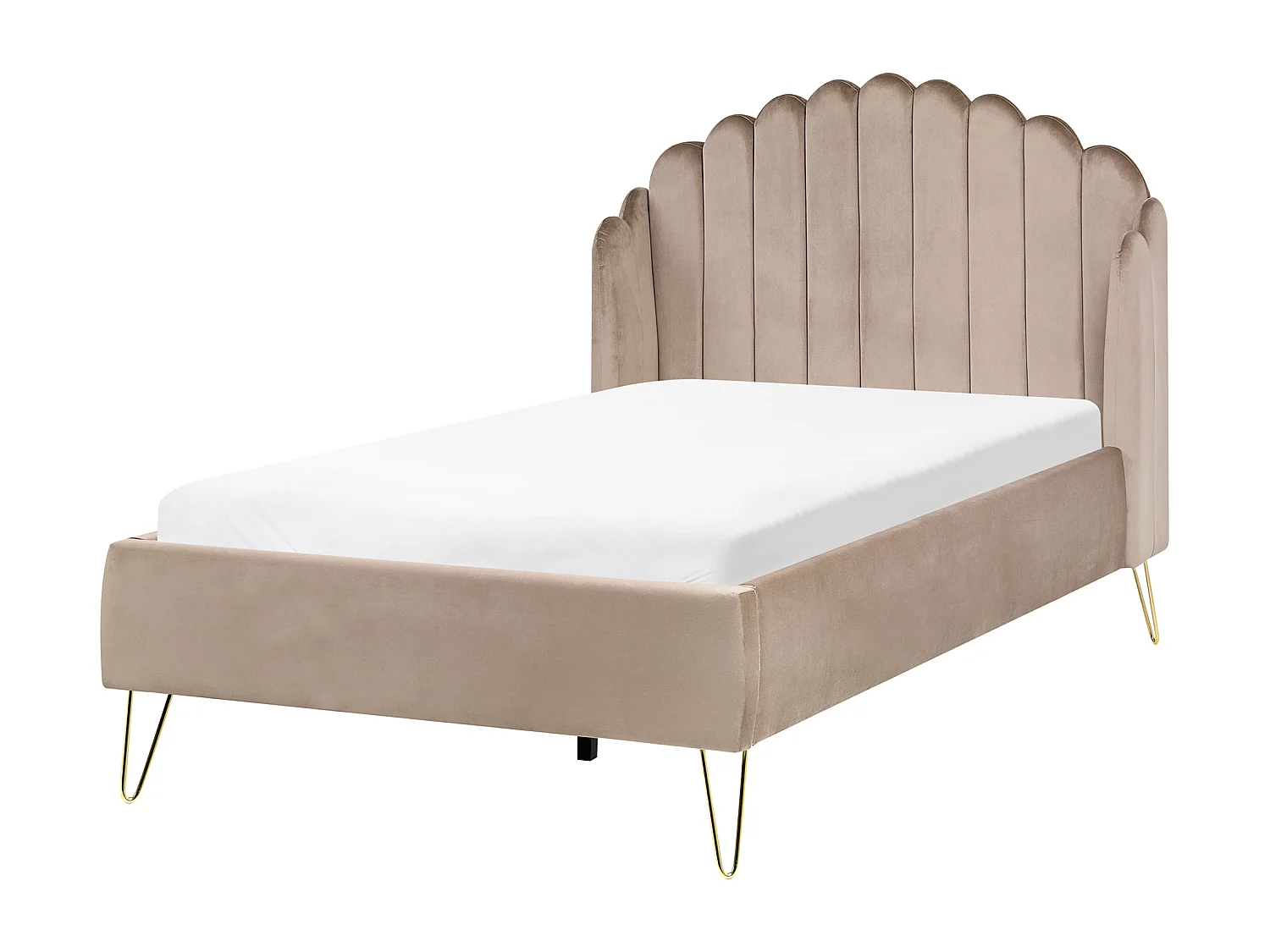 Bed Velvet AMBILLOU 120 x 200 cm (EU Small Double) Taupe
