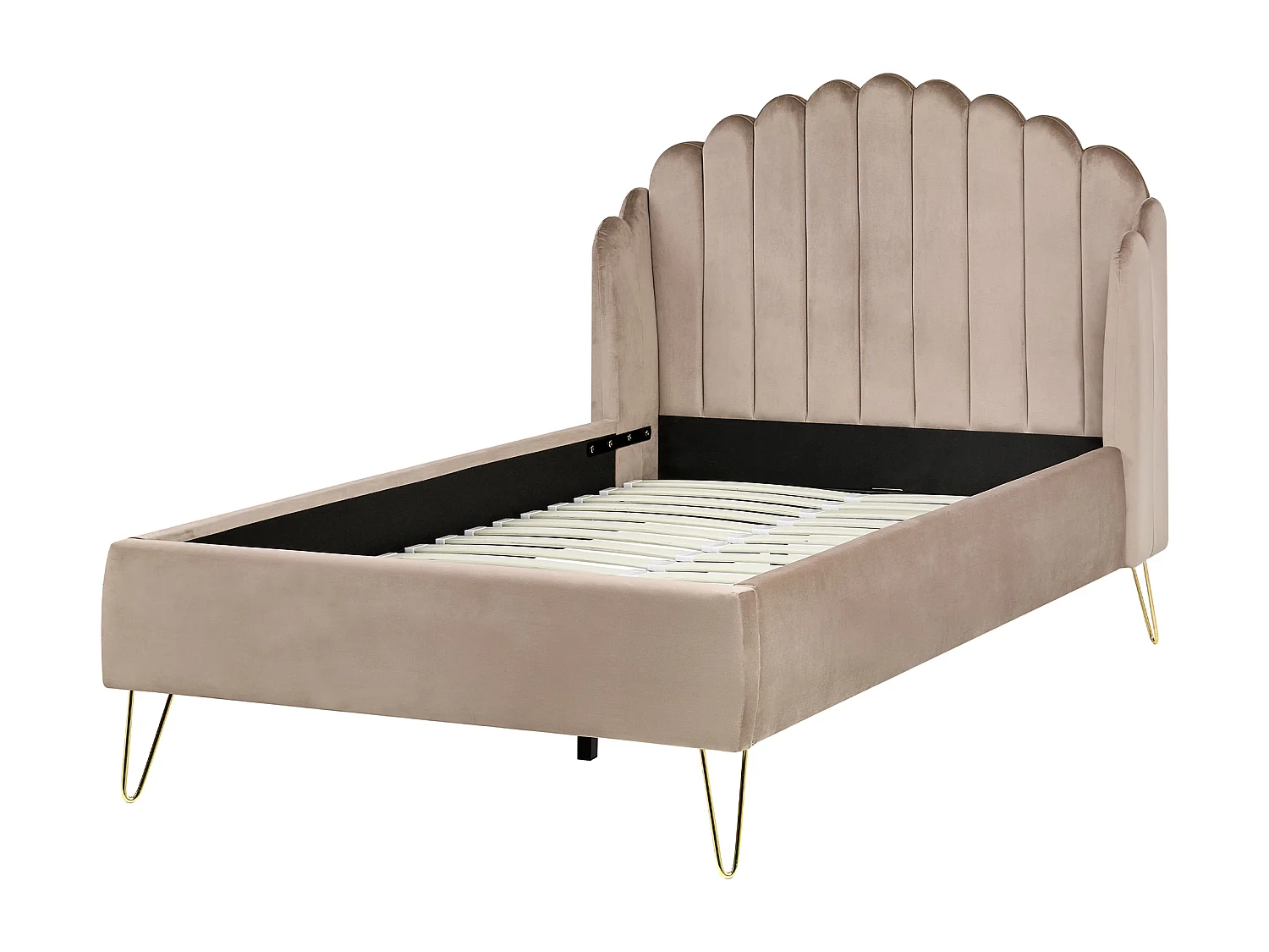 Bed Velvet AMBILLOU 120 x 200 cm (EU Small Double) Taupe