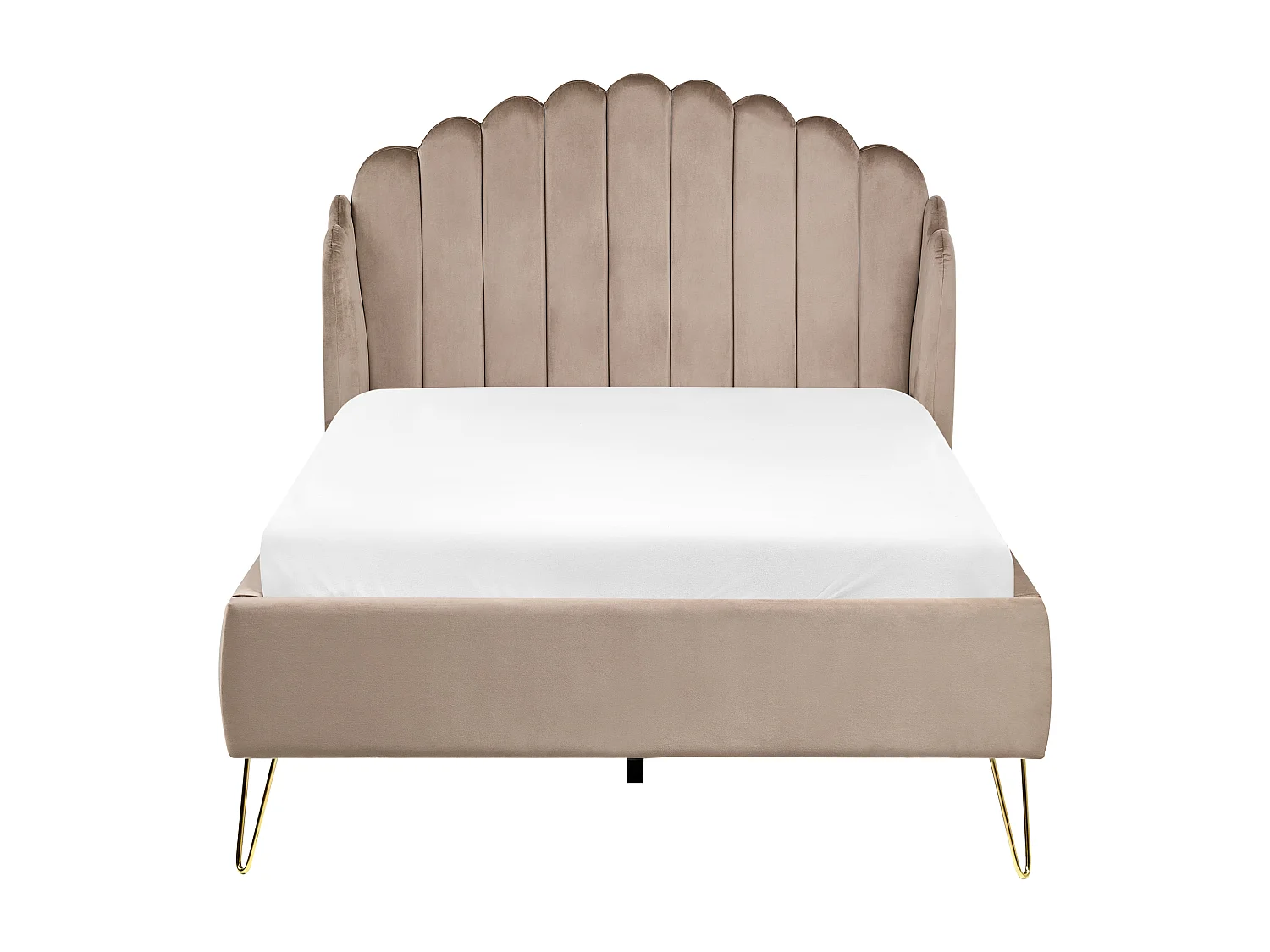 Bed Velvet AMBILLOU 120 x 200 cm (EU Small Double) Taupe