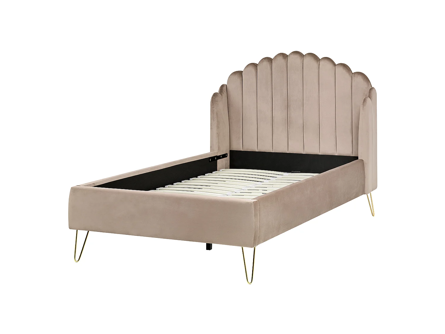 Bed Velvet AMBILLOU 120 x 200 cm (EU Small Double) Taupe