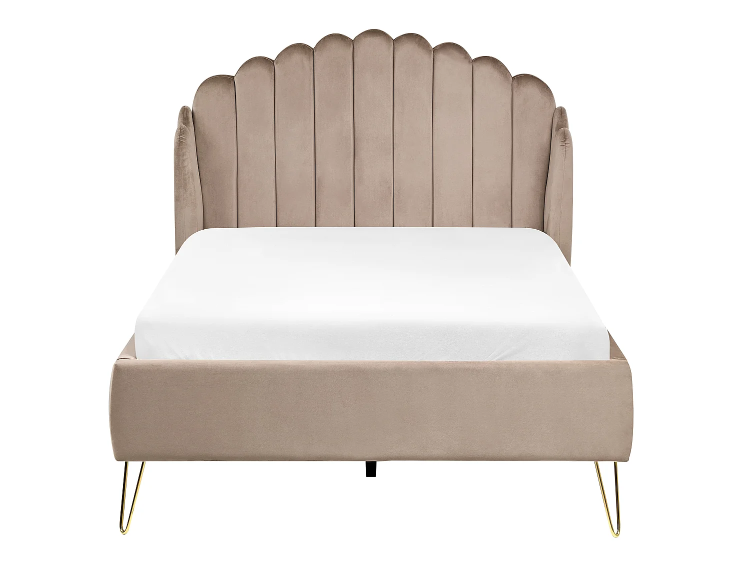 Bed Velvet AMBILLOU 120 x 200 cm (EU Small Double) Taupe
