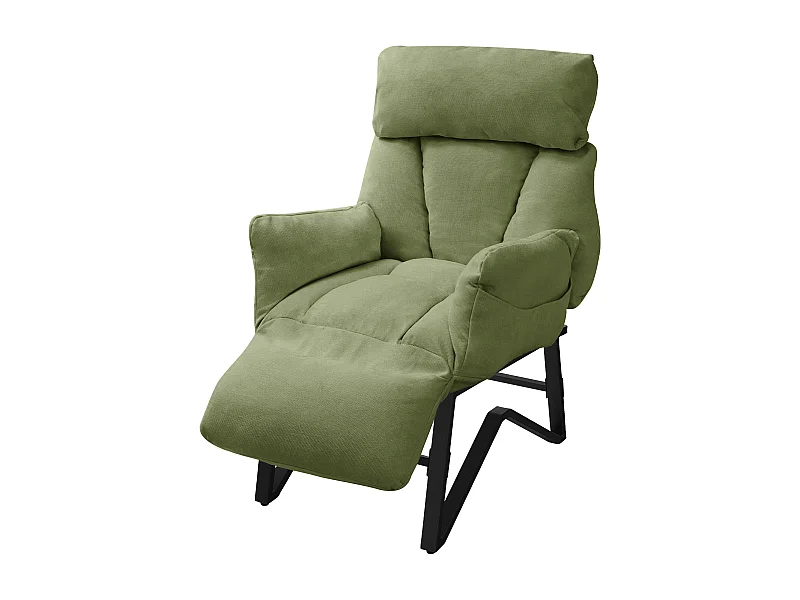 ML-Design Poltrona reclinabile verde, in lino, con schienale regolabile, poltroncina relax da lettura, sedia lounge imbottita, divano per soggiorno