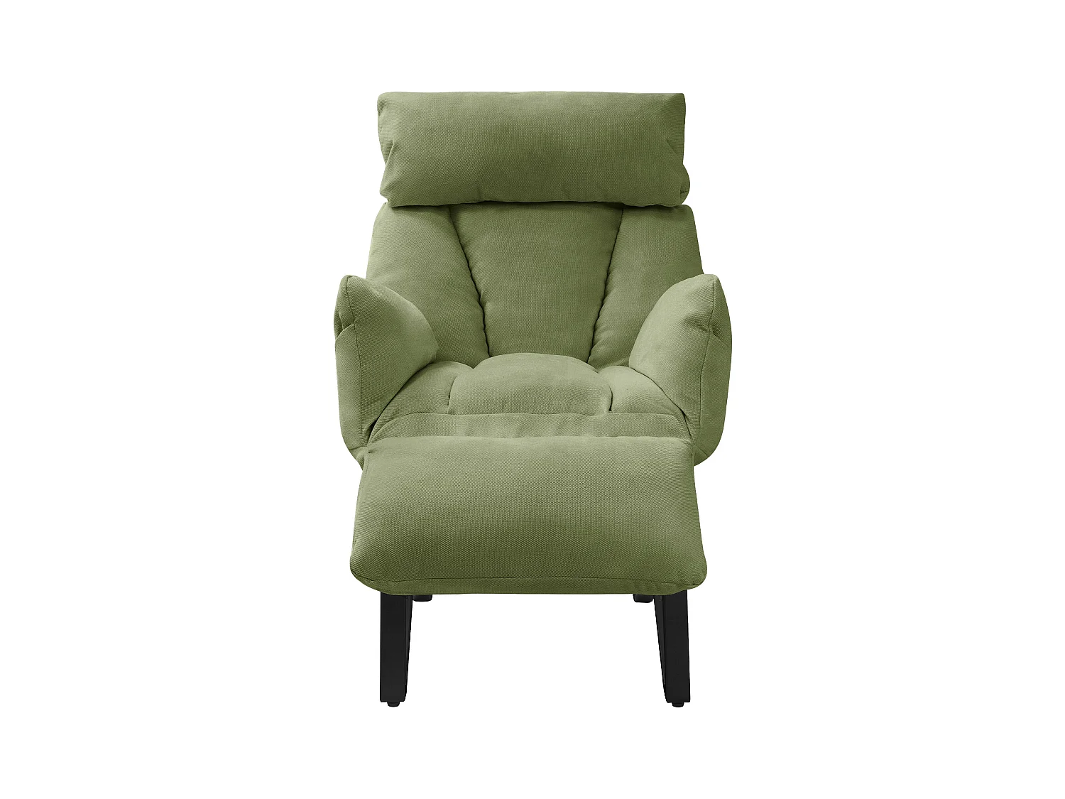 Fauteuil relax vert en lin structure acier dossier et repose-pied réglables accoudoirs rabattables siège inclinable rembourré chaise longue lecture