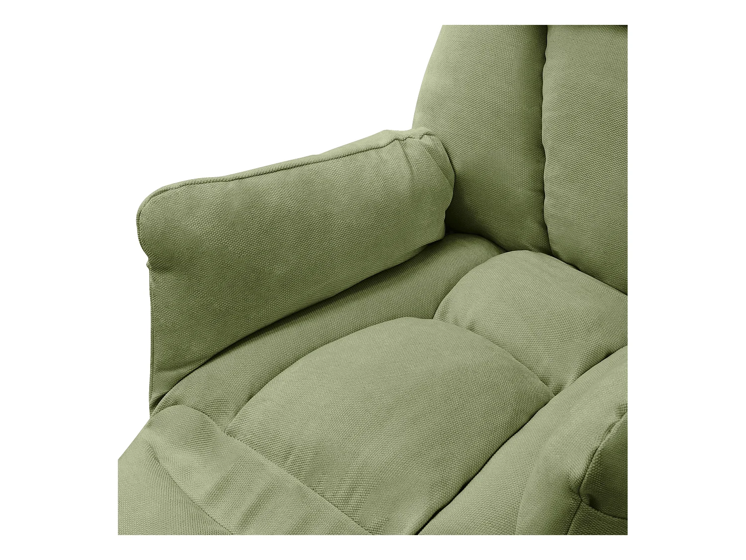 Fauteuil relax vert en lin structure acier dossier et repose-pied réglables accoudoirs rabattables siège inclinable rembourré chaise longue lecture