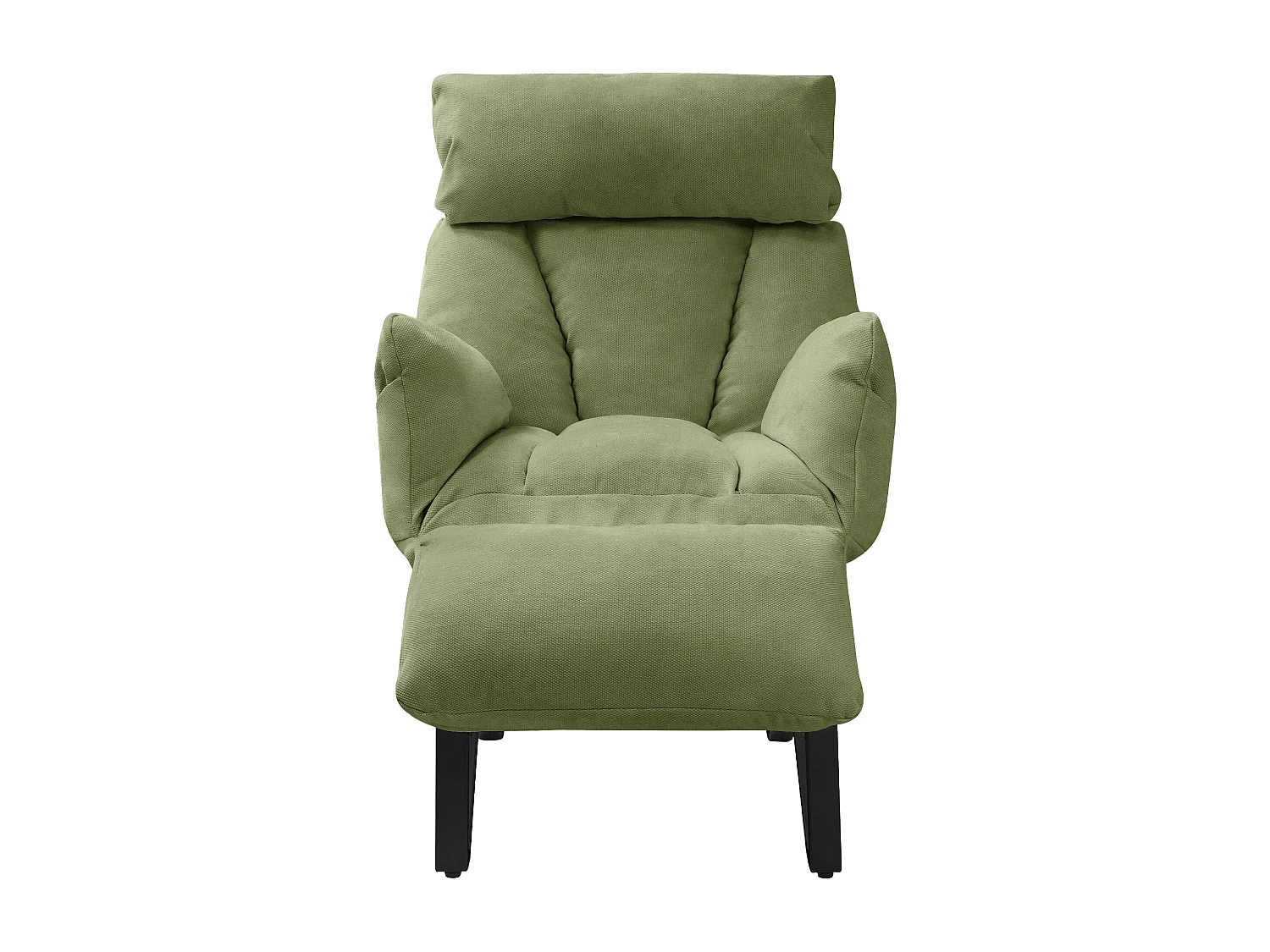 Fauteuil relax vert en lin structure acier dossier et repose-pied réglables accoudoirs rabattables siège inclinable rembourré chaise longue lecture