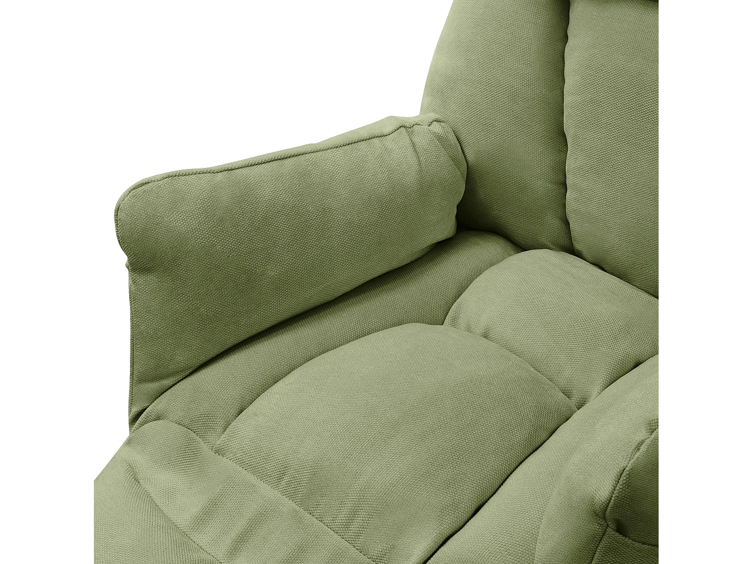 Fauteuil relax vert en lin structure acier dossier et repose-pied réglables accoudoirs rabattables siège inclinable rembourré chaise longue lecture