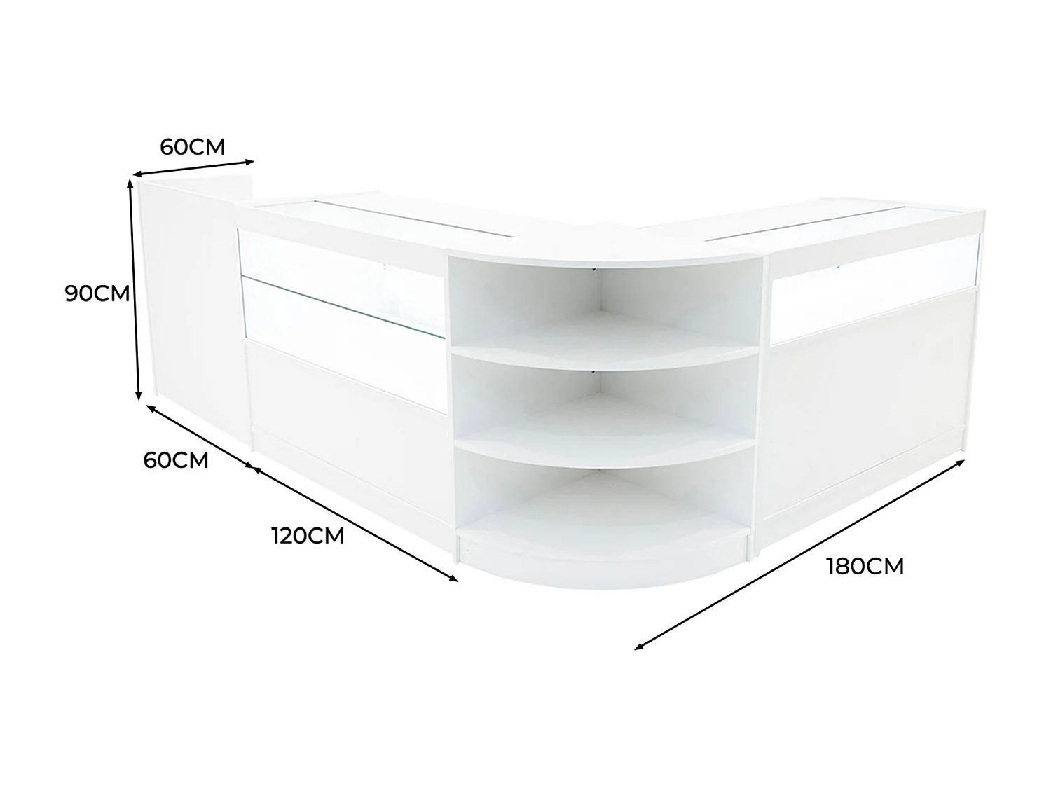 Europa LED Verkaufstheken-Set LM60 + B1200 + C1200 + TB60 – Weiß