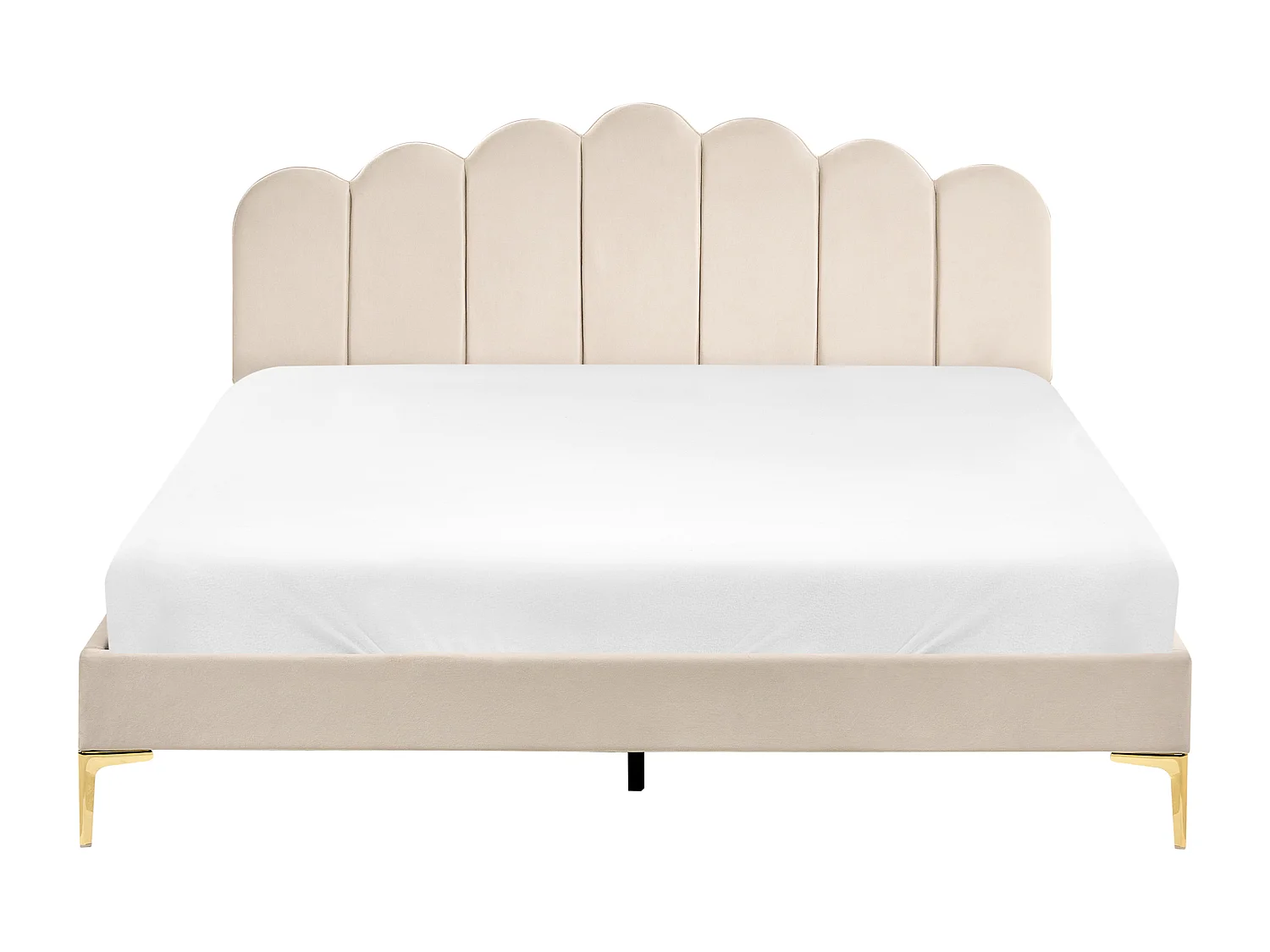 Lit avec sommier Velours SAUVIAN 160 x 200 cm Beige