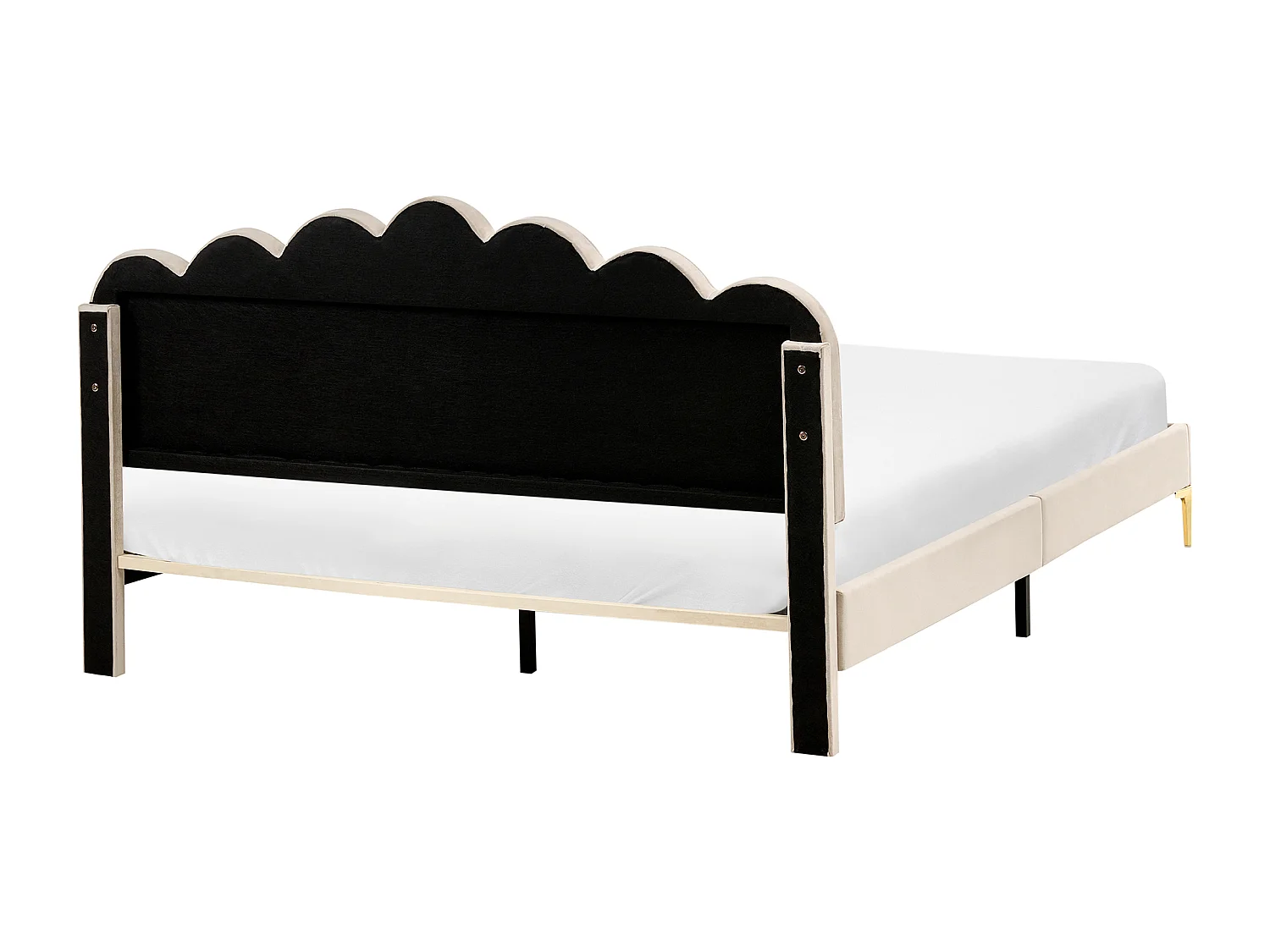 Lit avec sommier Velours SAUVIAN 160 x 200 cm Beige