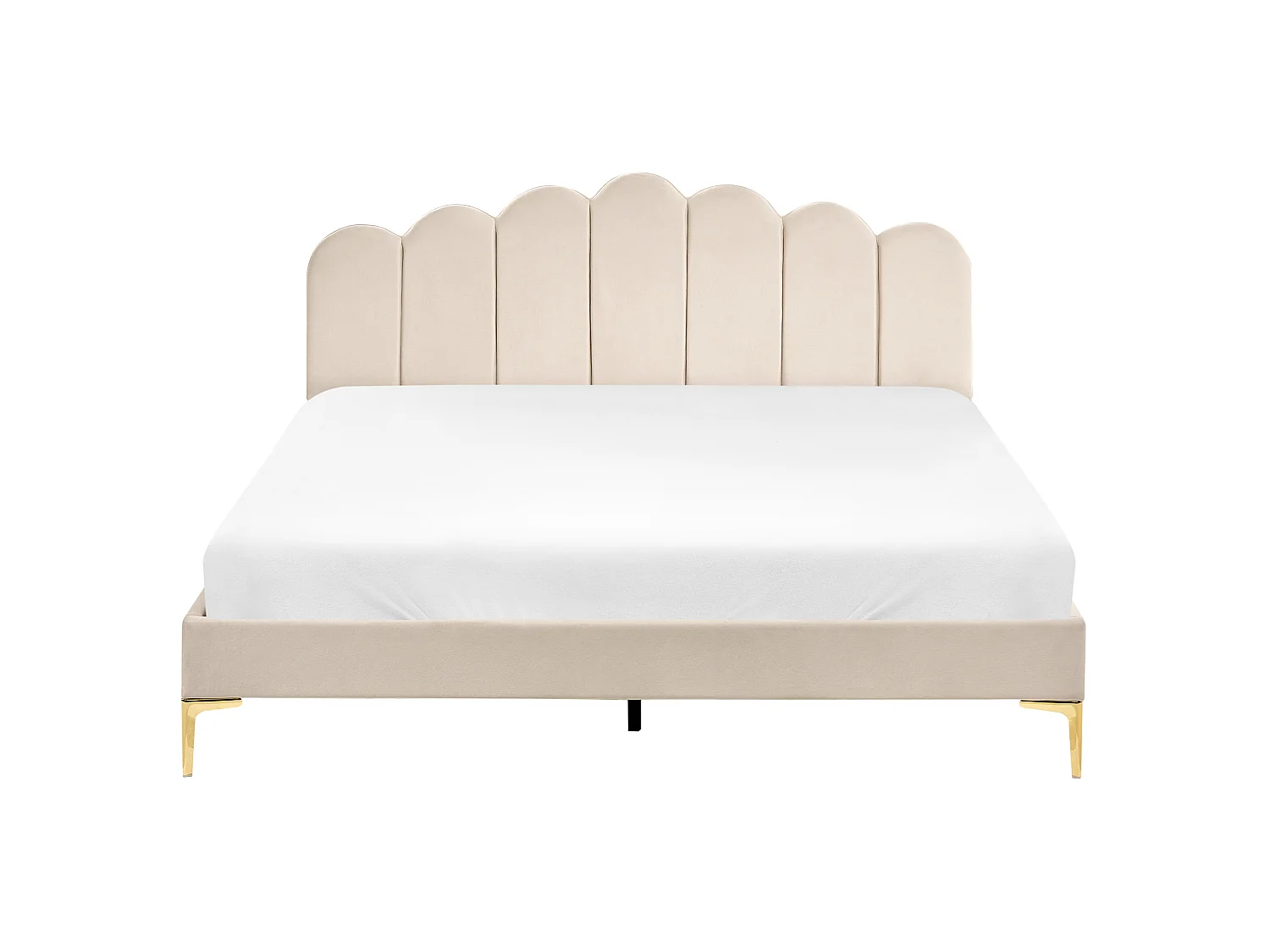 Lit avec sommier Velours SAUVIAN 160 x 200 cm Beige