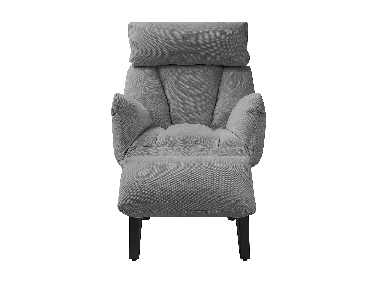 Fauteuil relax gris en lin structure acier dossier et repose-pied réglables accoudoirs rabattables siège inclinable rembourré chaise longue lecture