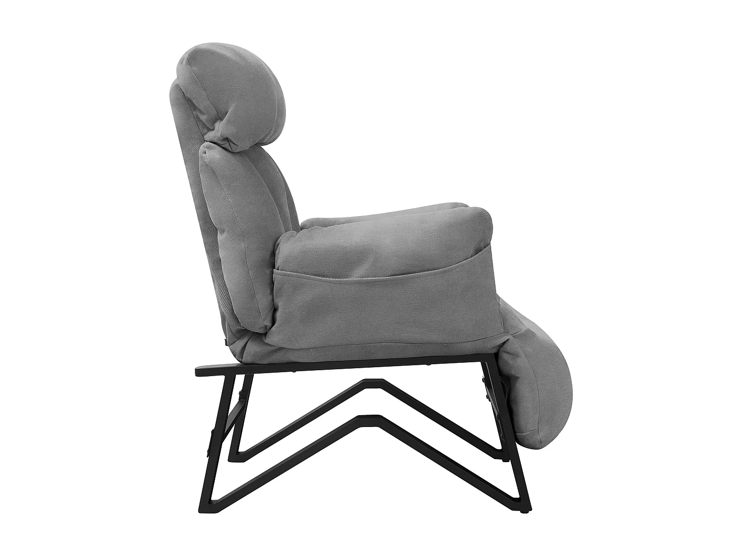 Fauteuil relax gris en lin structure acier dossier et repose-pied réglables accoudoirs rabattables siège inclinable rembourré chaise longue lecture
