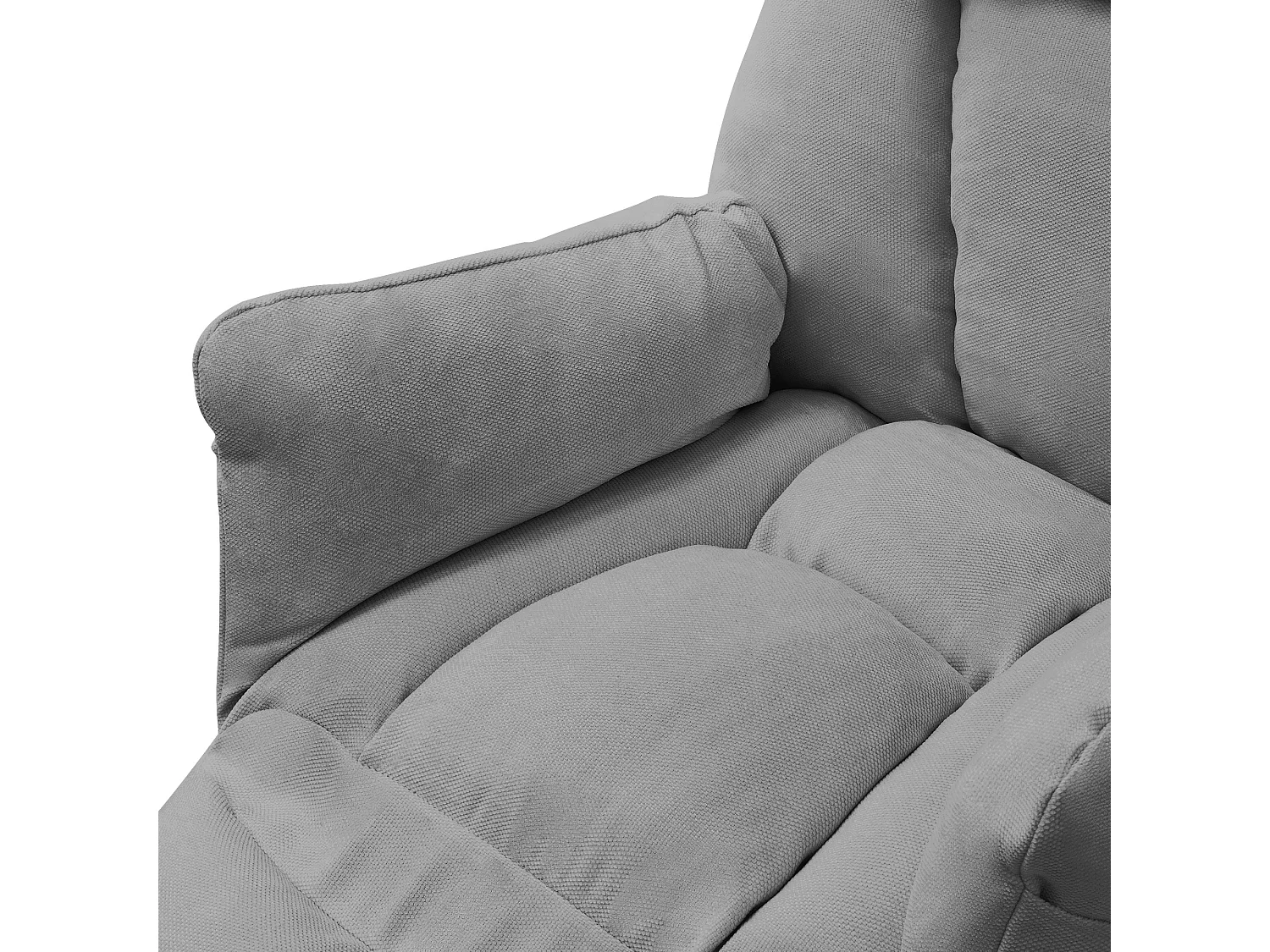 Fauteuil relax gris en lin structure acier dossier et repose-pied réglables accoudoirs rabattables siège inclinable rembourré chaise longue lecture