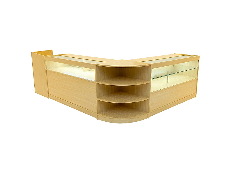 Europa LED Winkel Toonbank Set B1500, C1500, TB60 & LM60 - Esdoorn