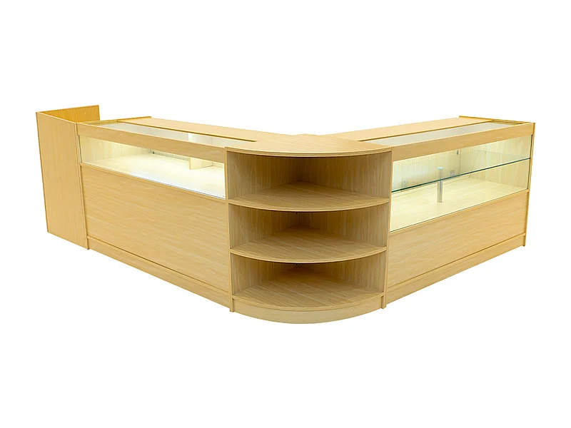 Europa LED Winkel Toonbank Set B1500, C1500, TB60 & LM60 - Esdoorn