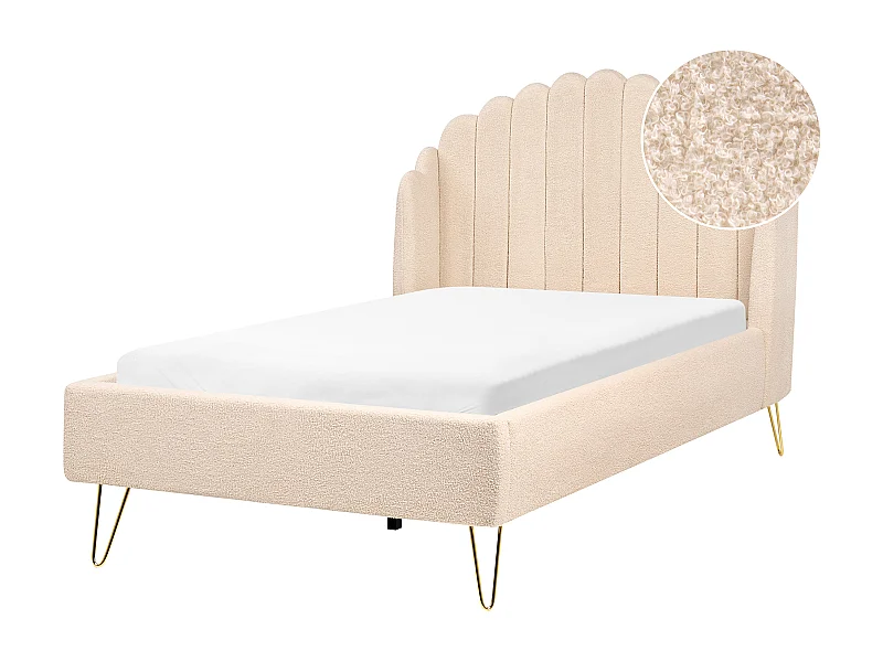 Lit avec sommier Bouclé AMBILLOU 120 x 200 cm Beige