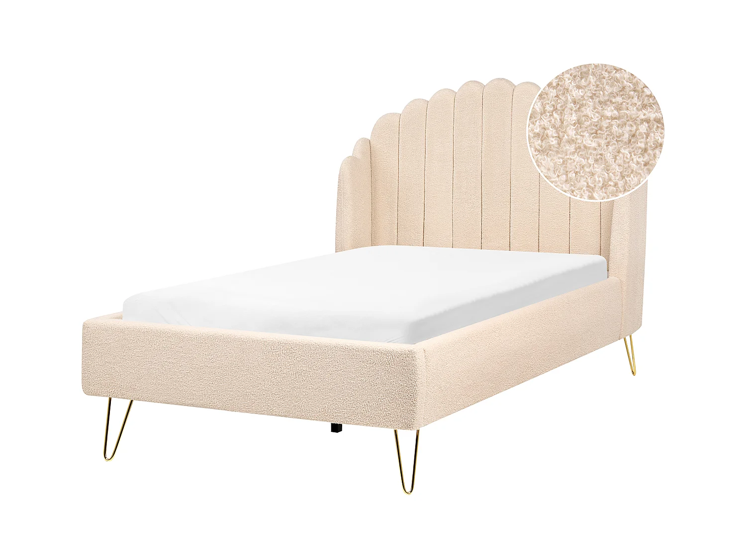 Lit avec sommier Bouclé AMBILLOU 120 x 200 cm Beige