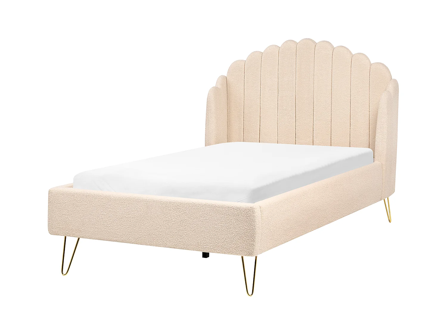 Lit avec sommier Bouclé AMBILLOU 120 x 200 cm Beige