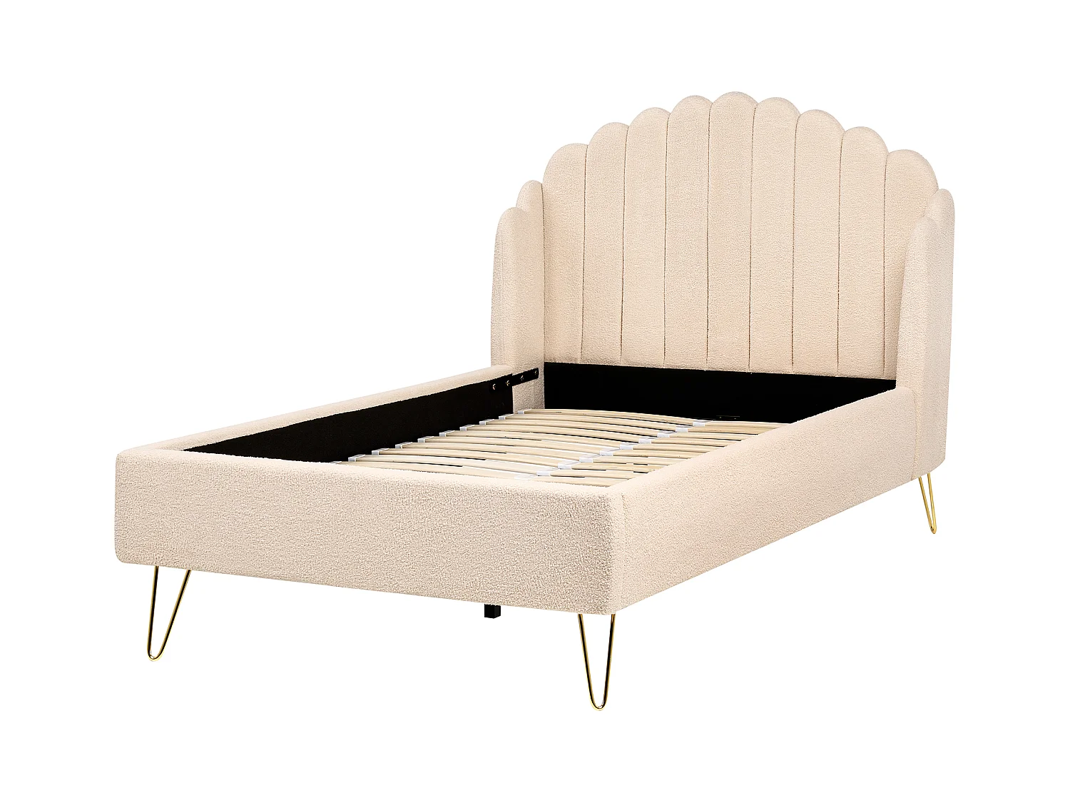 Lit avec sommier Bouclé AMBILLOU 120 x 200 cm Beige