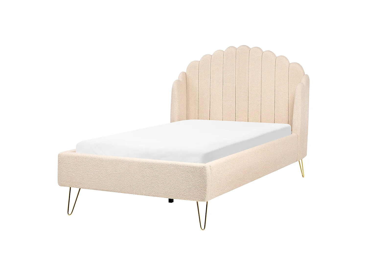 Bed Boucle AMBILLOU 120 x 200 cm (EU Small Double) Beige