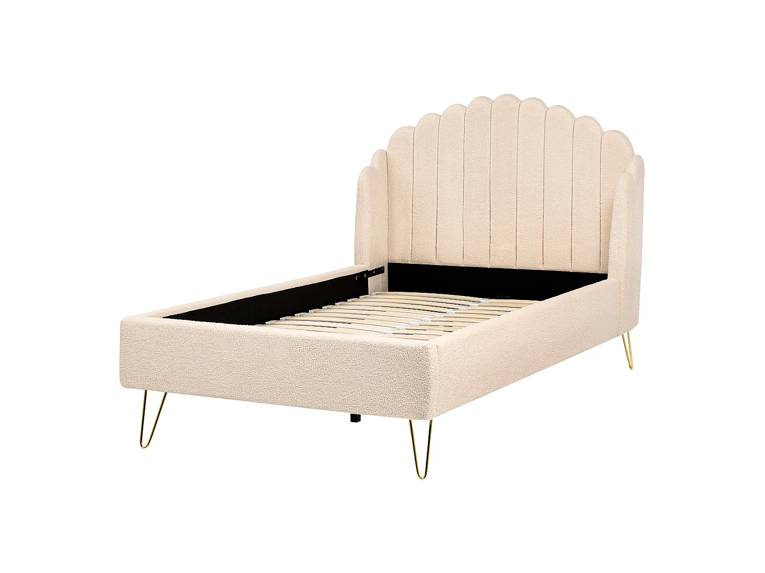 Bed Boucle AMBILLOU 120 x 200 cm (EU Small Double) Beige