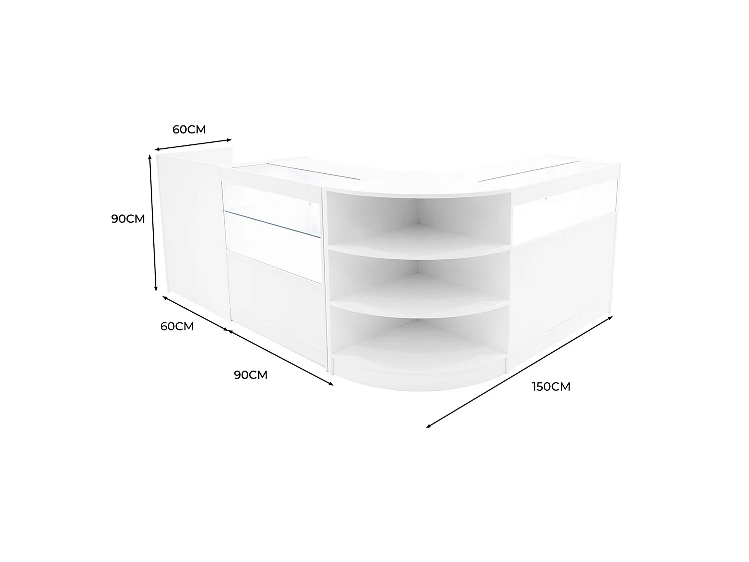 Set Mostradores Comerciales con Luz LED "EUROPA"  LM60 + B900 + C900 + TB60 – Blanco