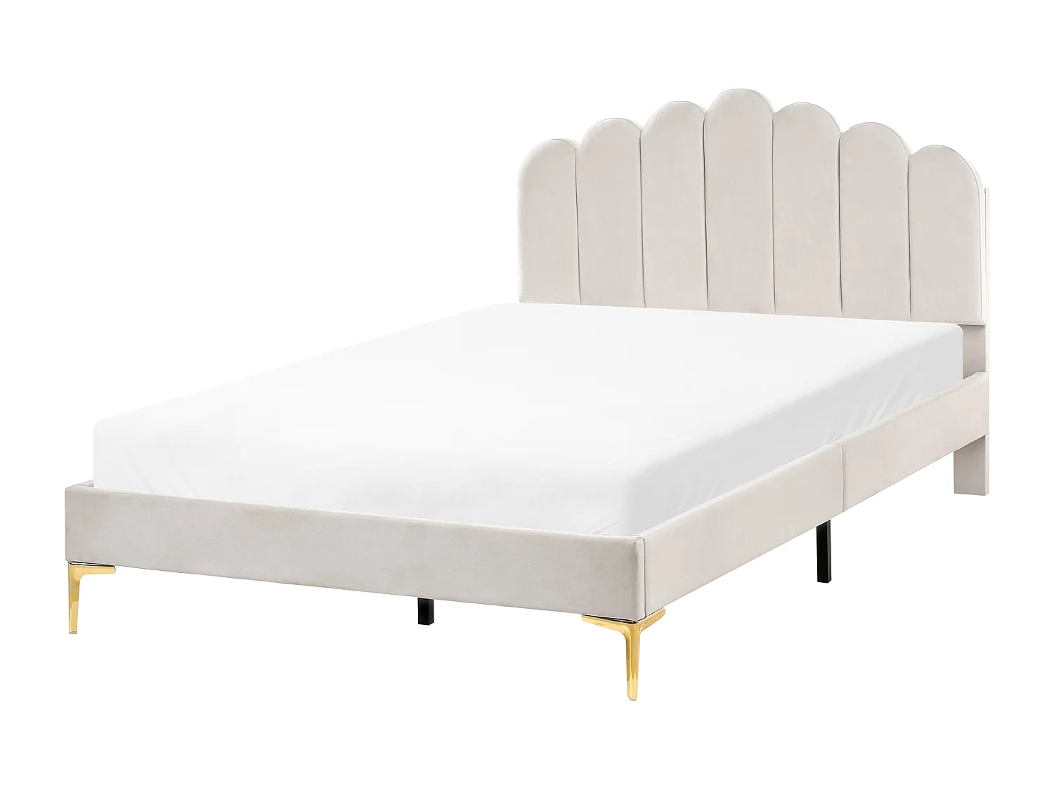 Lit avec sommier Velours SAUVIAN 120 x 200 cm Blanc cassé