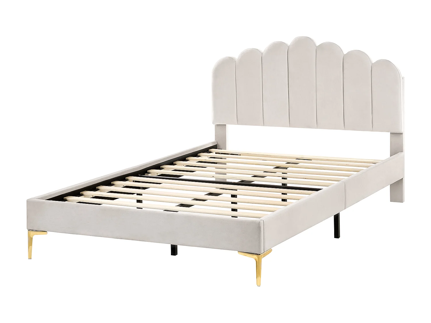 Lit avec sommier Velours SAUVIAN 120 x 200 cm Blanc cassé