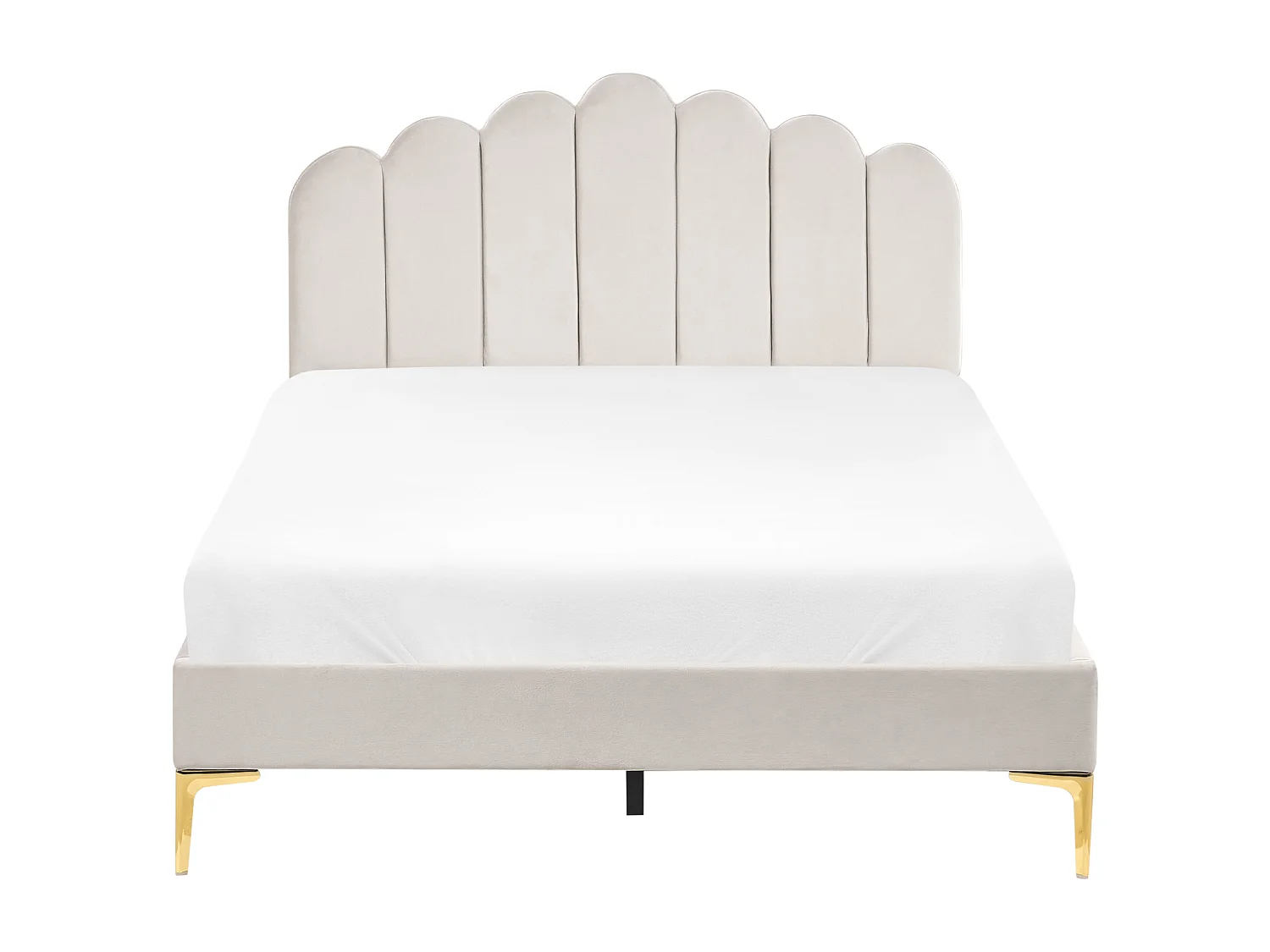 Lit avec sommier Velours SAUVIAN 120 x 200 cm Blanc cassé