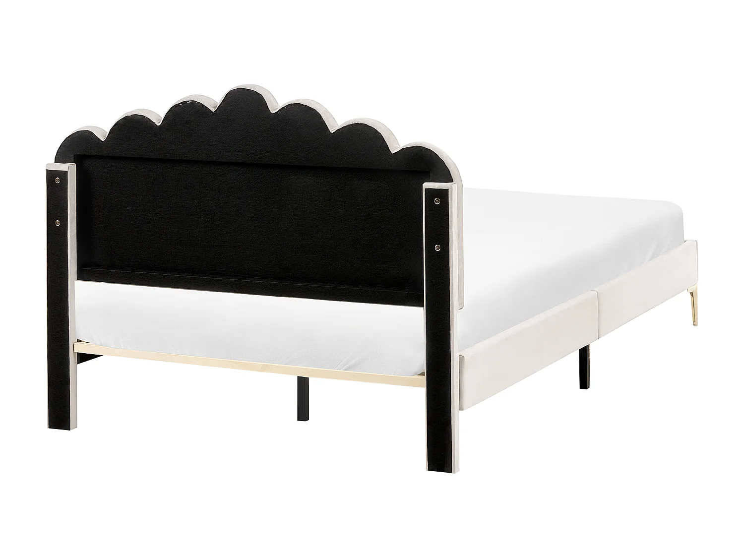 Lit avec sommier Velours SAUVIAN 120 x 200 cm Blanc cassé