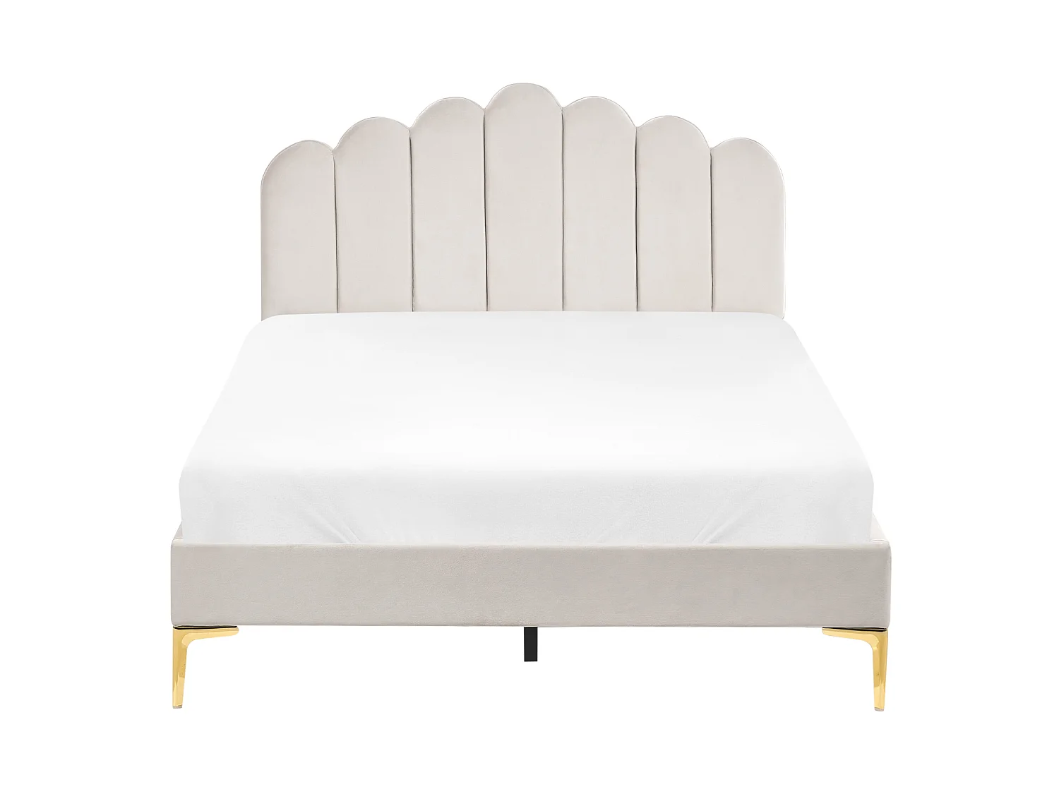 Bed Velvet SAUVIAN 120 x 200 cm (EU Small Double) Off-White