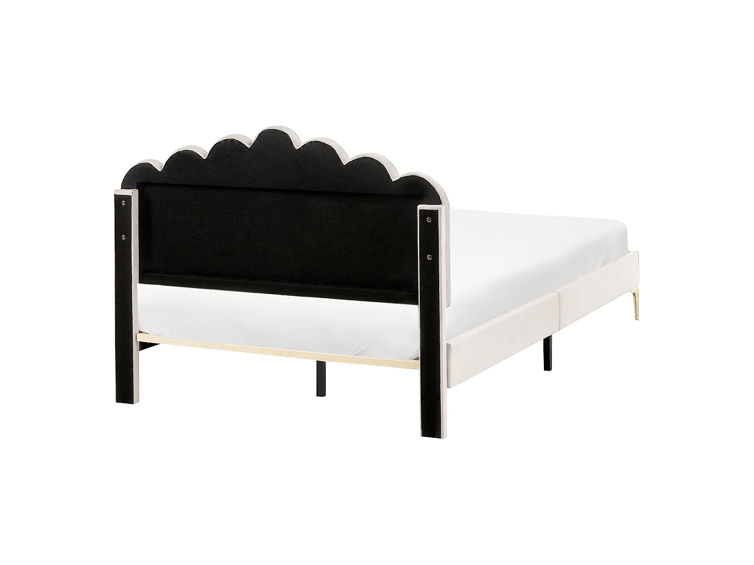 Bed Velvet SAUVIAN 120 x 200 cm (EU Small Double) Off-White