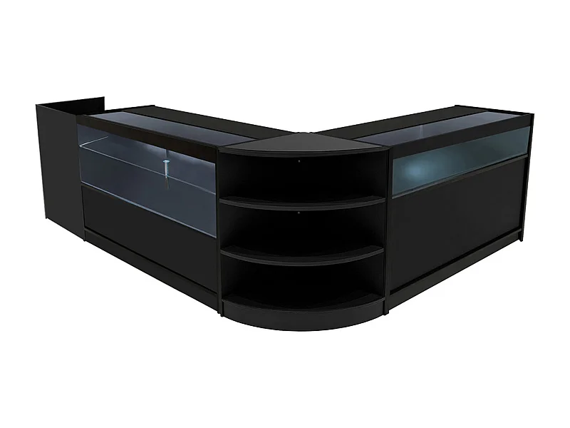 Europa LED Winkel Toonbank Set B1500, C1500, TB60 & LM60 - Zwart