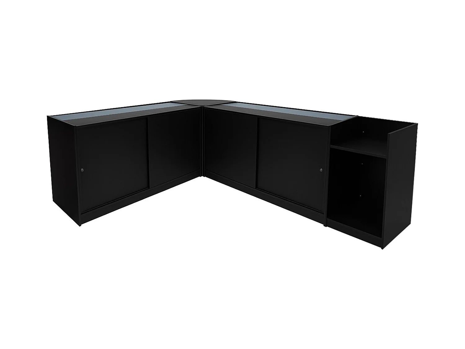 Conjunto de BalcÃµes Comerciais com Luz LED "EUROPA" LM60 + B1500 + C1500 + TB60 â€“ cor Preto