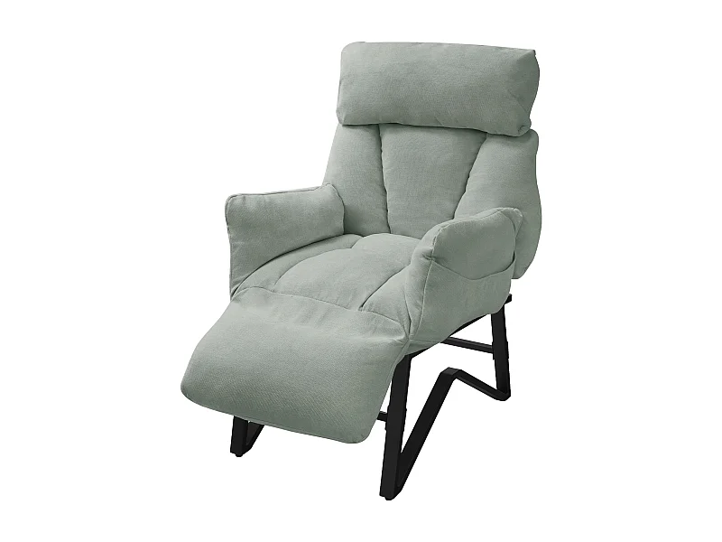 ML-Design Poltrona reclinabile grigio-verde, in lino, con schienale regolabile, poltroncina relax da lettura, sedia lounge imbottita per soggiorno