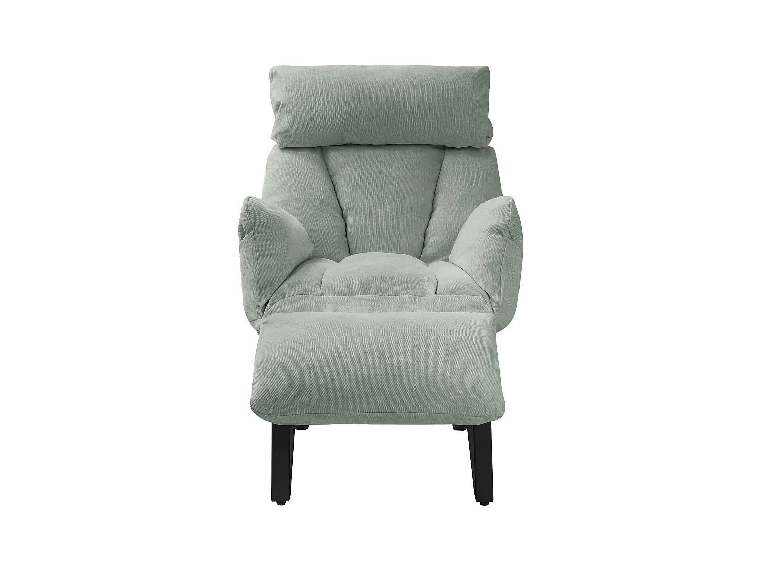 Fauteuil relax gris-vert en lin structure acier dossier et repose-pied réglables accoudoir rabattable siège inclinable rembourré chaise longue lecture