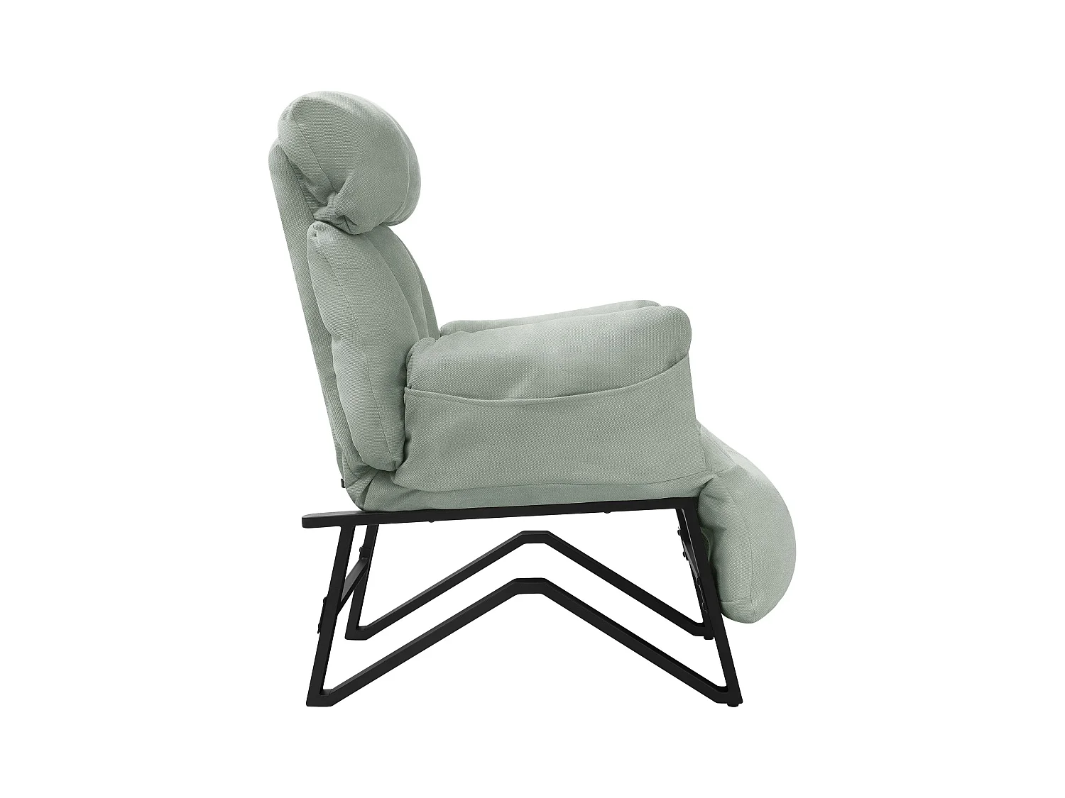 Fauteuil relax gris-vert en lin structure acier dossier et repose-pied réglables accoudoir rabattable siège inclinable rembourré chaise longue lecture