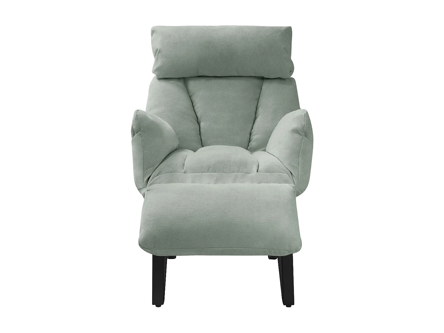 Fauteuil relax gris-vert en lin structure acier dossier et repose-pied réglables accoudoir rabattable siège inclinable rembourré chaise longue lecture