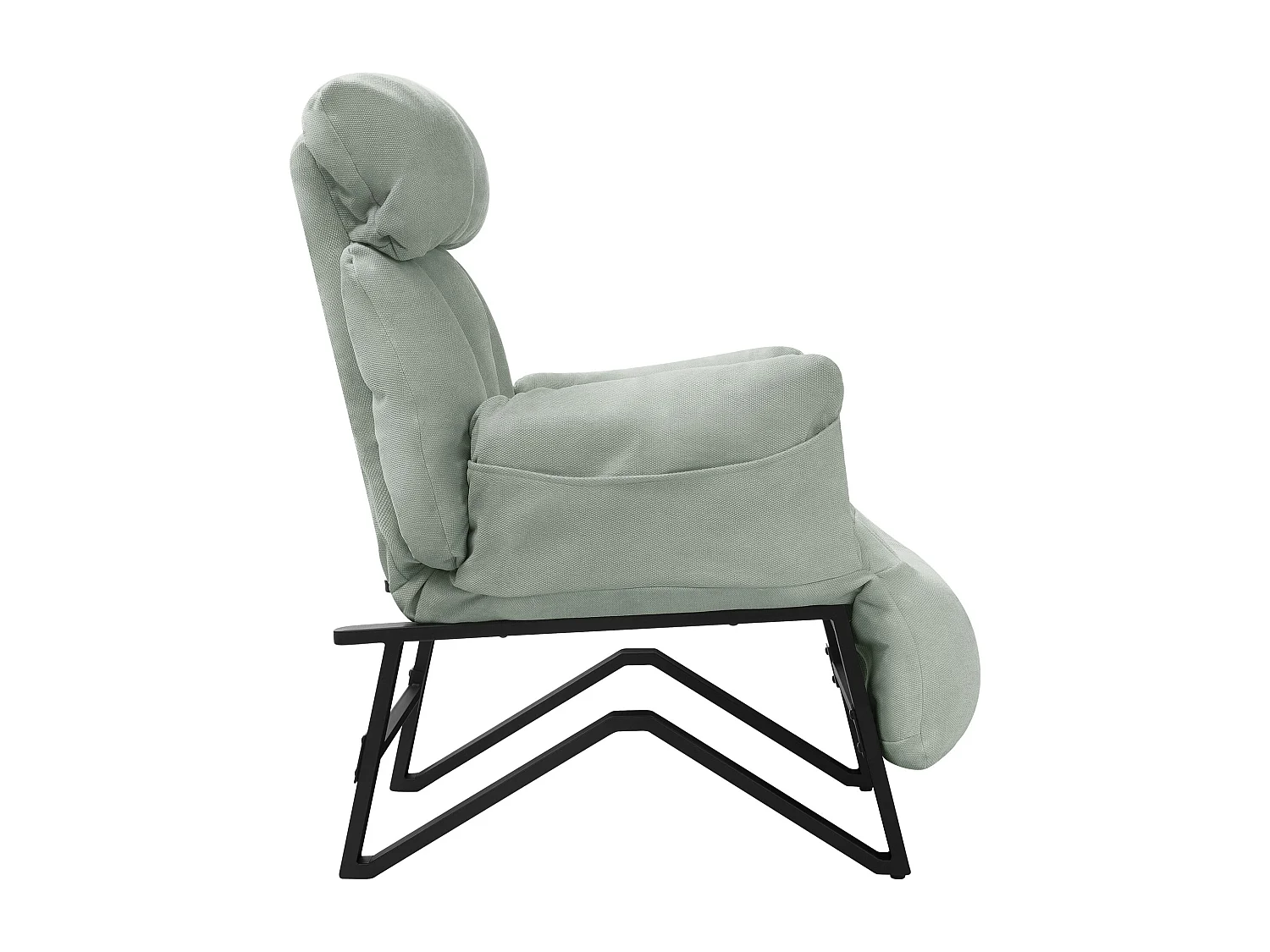 Fauteuil relax gris-vert en lin structure acier dossier et repose-pied réglables accoudoir rabattable siège inclinable rembourré chaise longue lecture